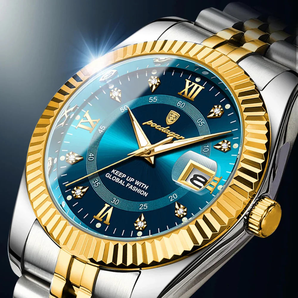 POEDAGAR GoldenStar - 40mm Watch | Water Resistant | Stainless Steel