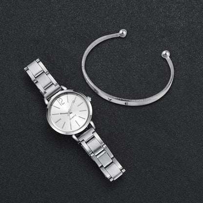 Stainless steel quartz watch + bracelet