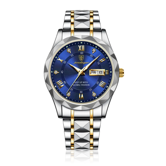 POEDAGAR Luminous Steel 40mm Watch - Water Resistant | Transferred steel