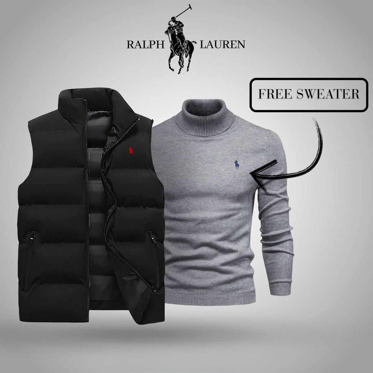 R&L Vest + Exclusive Free Sweater (CLEARANCE) Luxttier Black Gray M