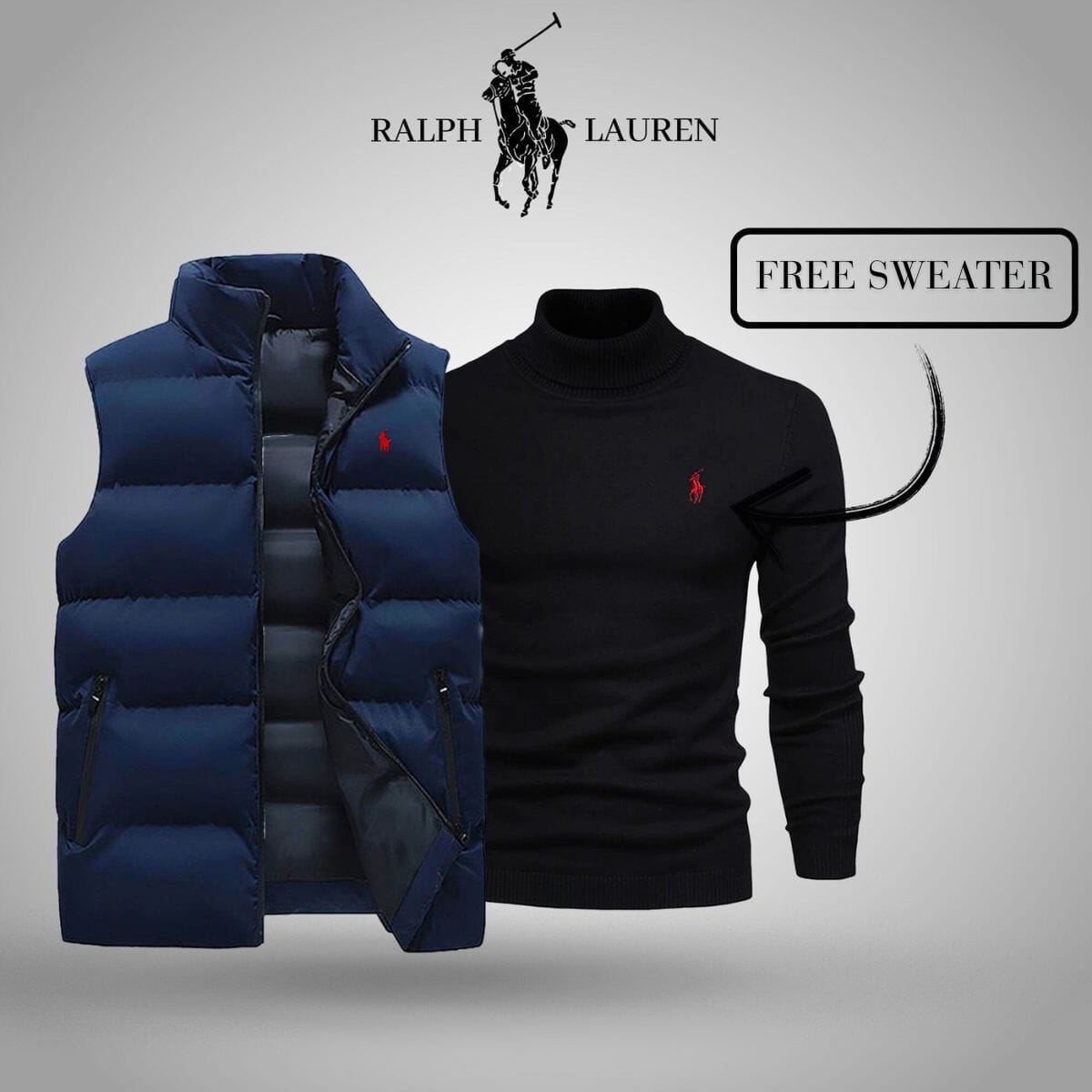 R&L Vest + Exclusive Free Sweater (CLEARANCE) Luxttier Blue Black M